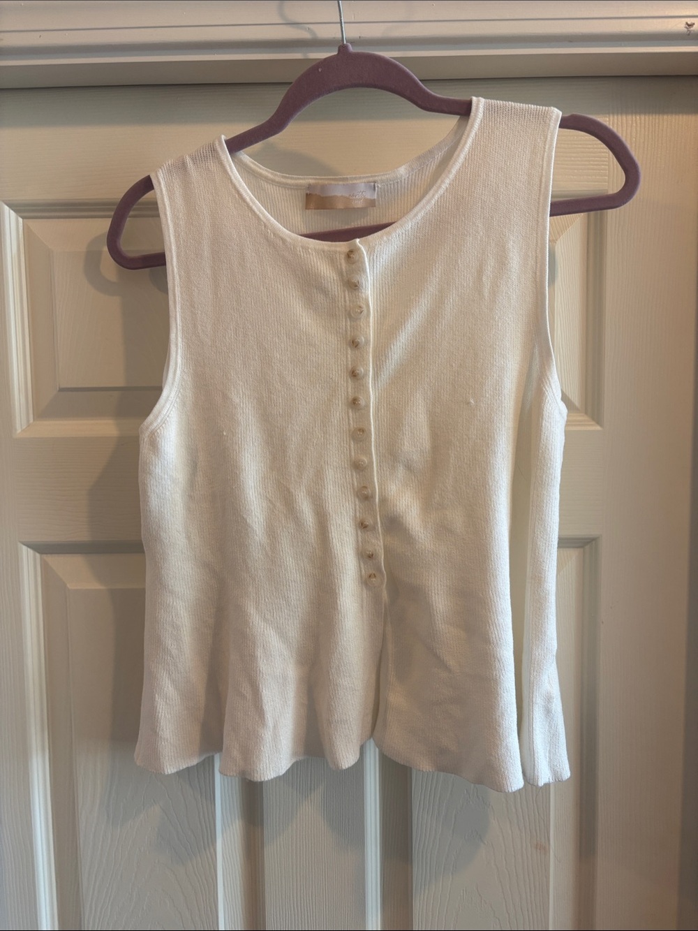 Lizard Thicket Cream Button-Front Sleeveless Knit Top